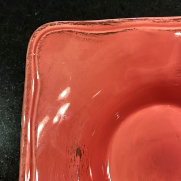 "ELITE"  Square Serving Bowl "RHAPSODY - Salmon"  by Gibson - Picture 5 of 6